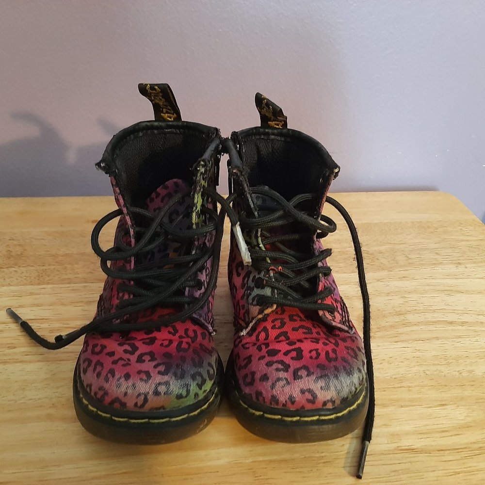 Toddler Dr. Martens leopard print combat boots